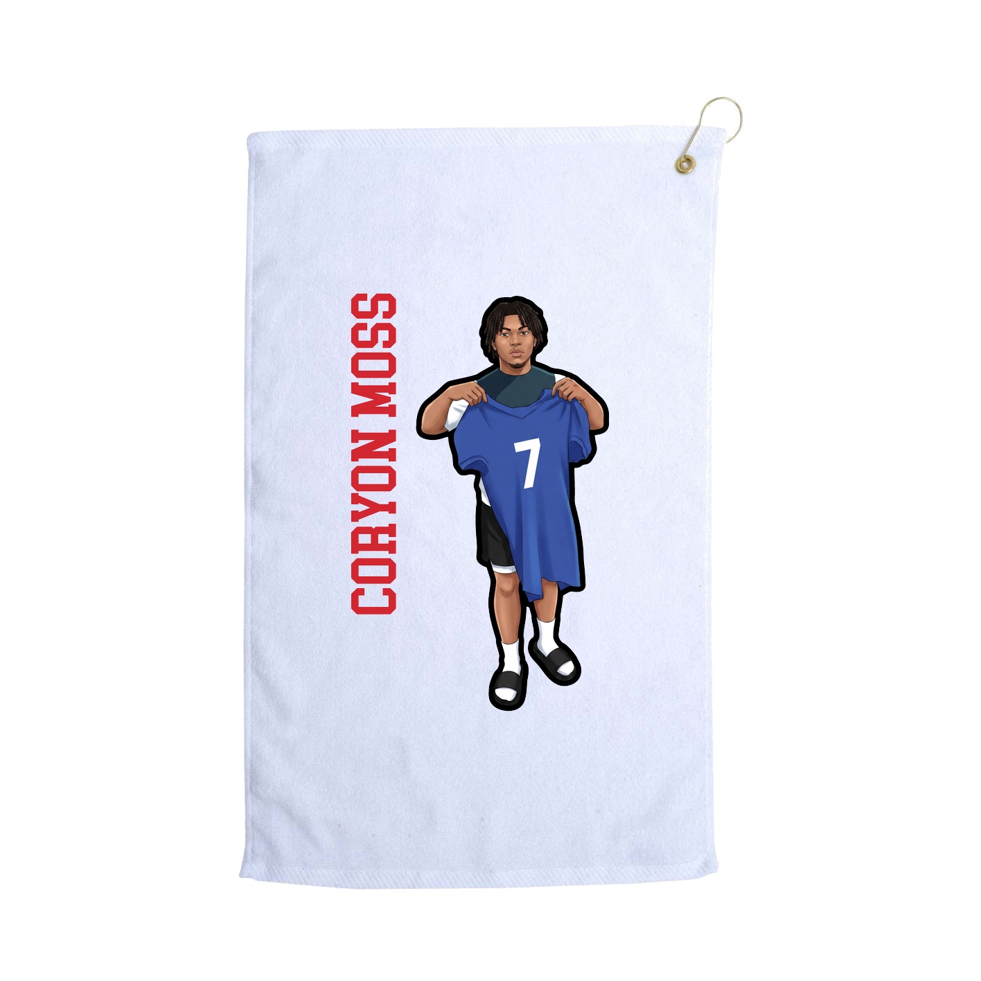 Golf Towel — Name Vertical in White