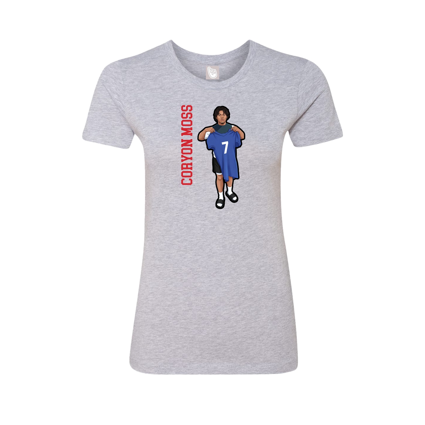 Fitted Women's Tee — Name Vertical in Grey