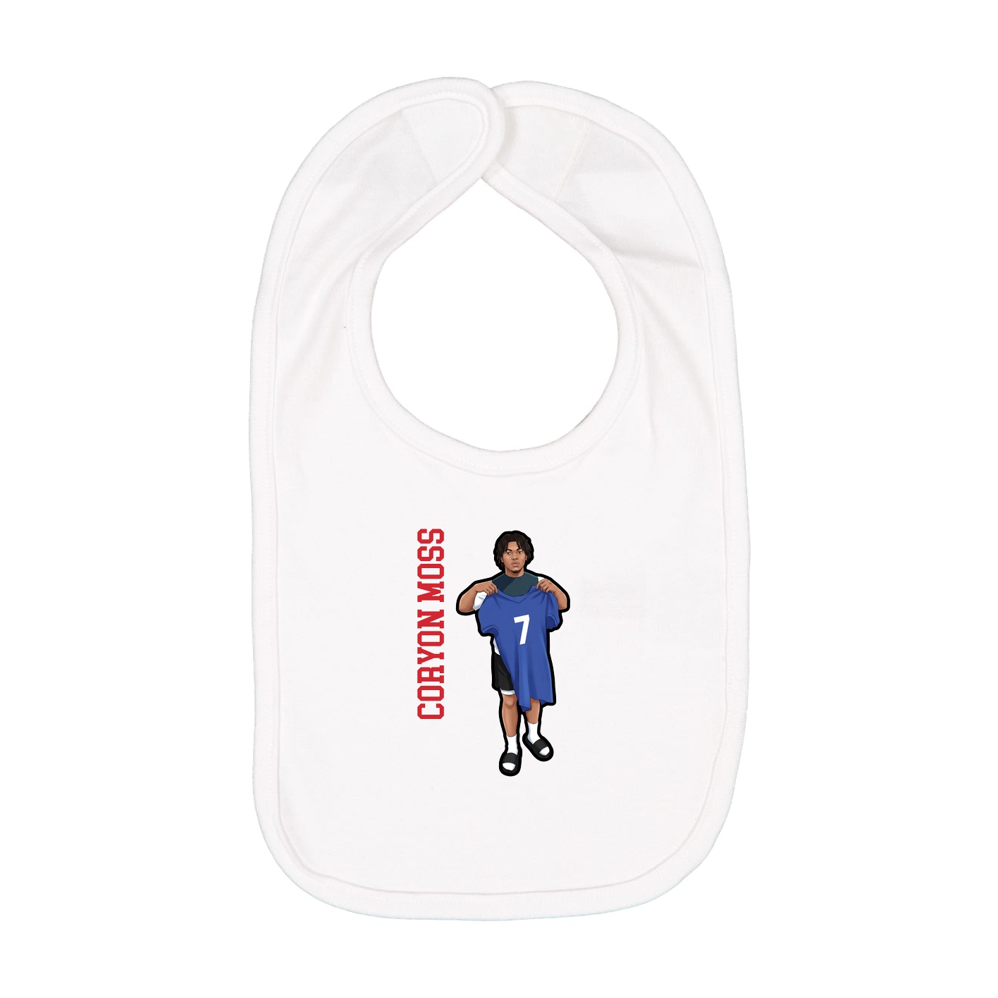 Infant Bib — Name Vertical in White
