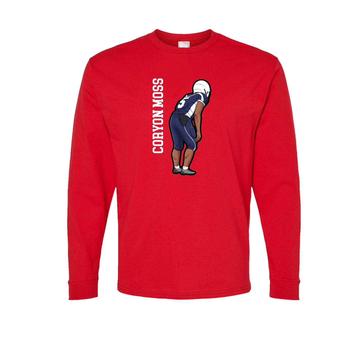 Long Sleeve Tee — Name Vertical in Red