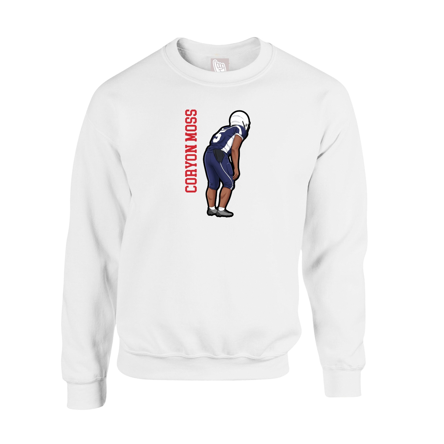 Fleece Crew — Name Vertical in White