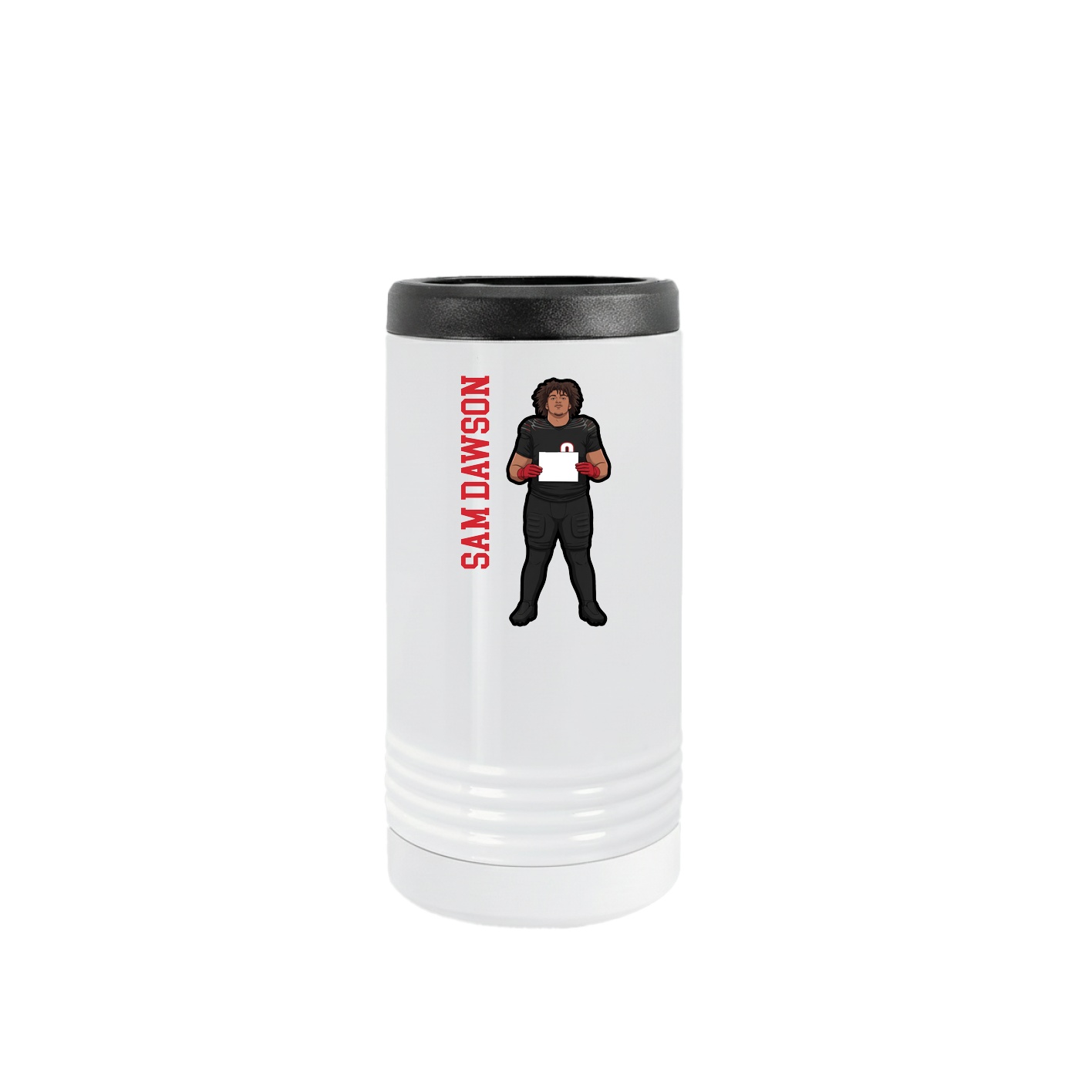 Slim Beverage Holder — Name Vertical in White