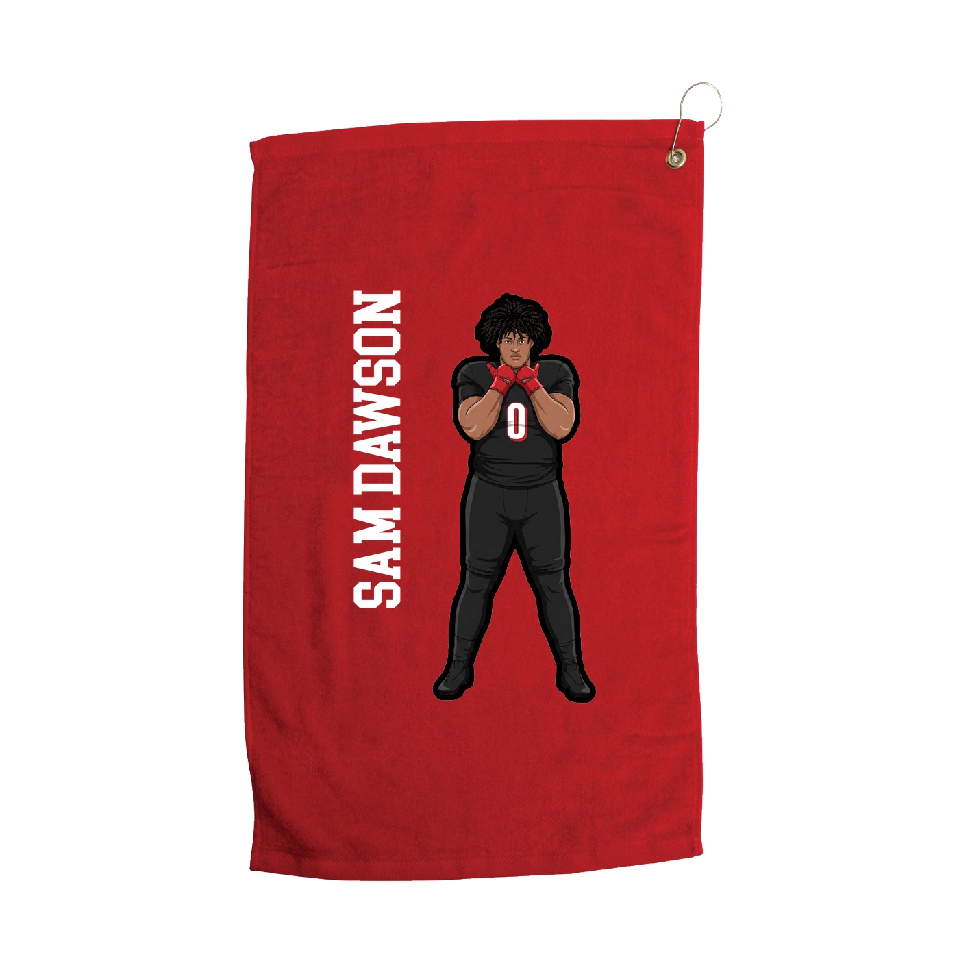 Golf Towel — Name Vertical in Red