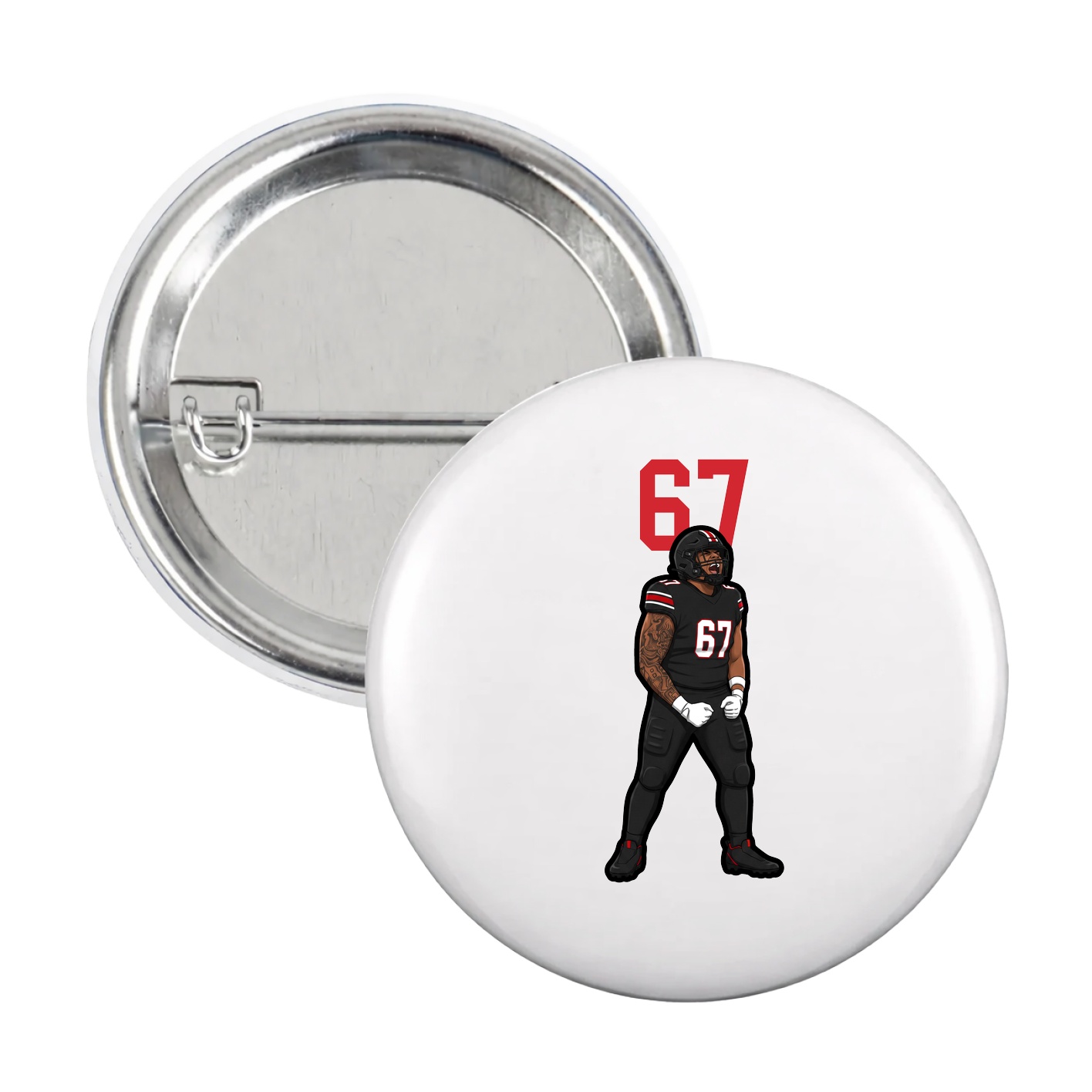 Game Day Button — Number Top in White