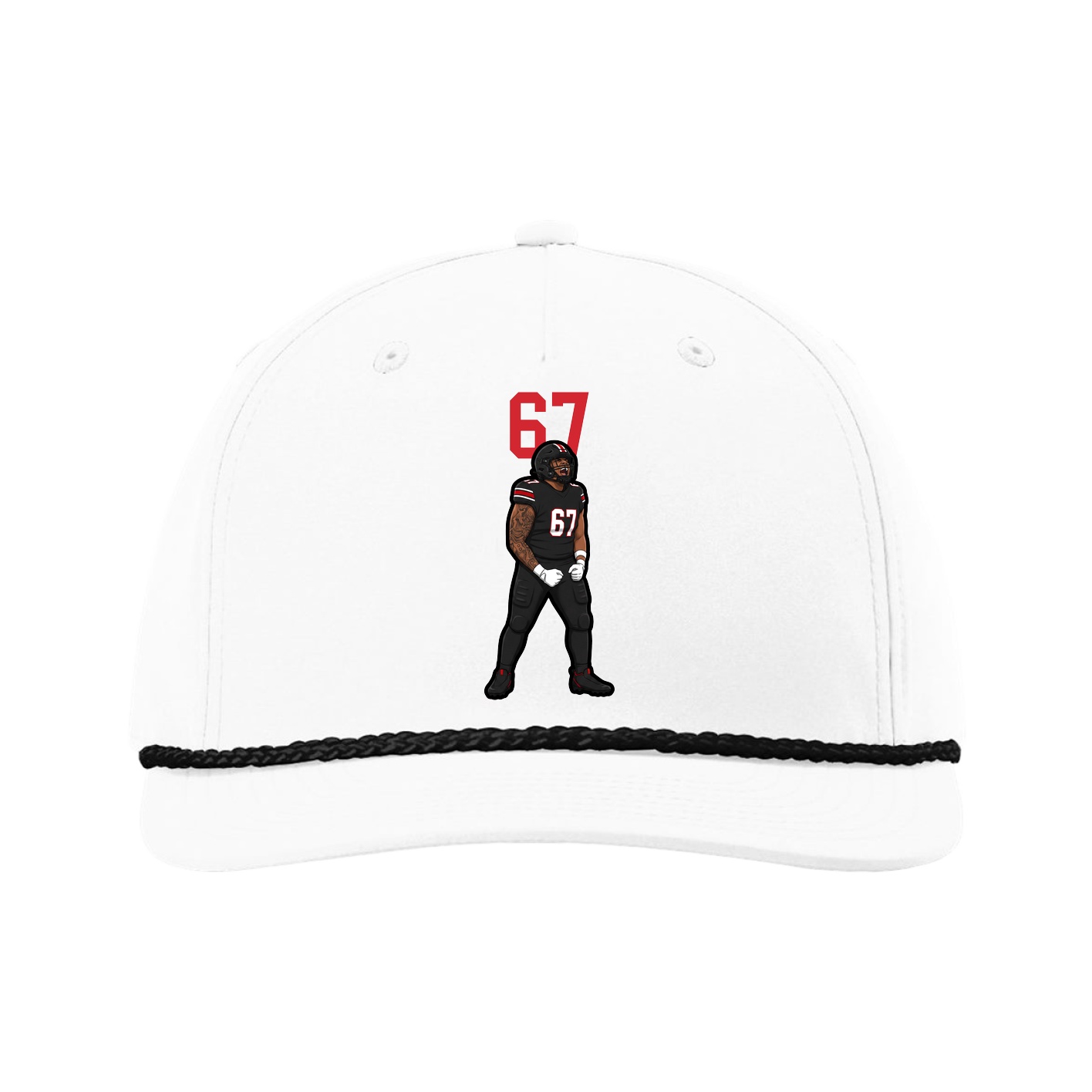 Five-Panel Classic Rope Cap — Number Top in White