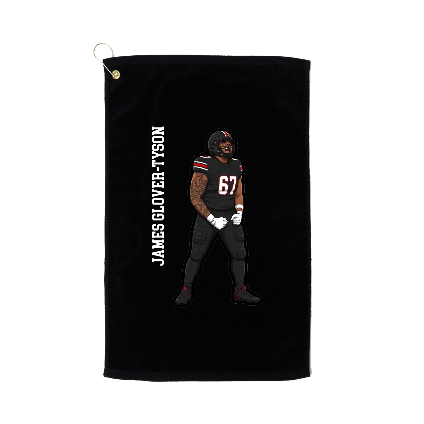 Golf Towel — Name Vertical in Black