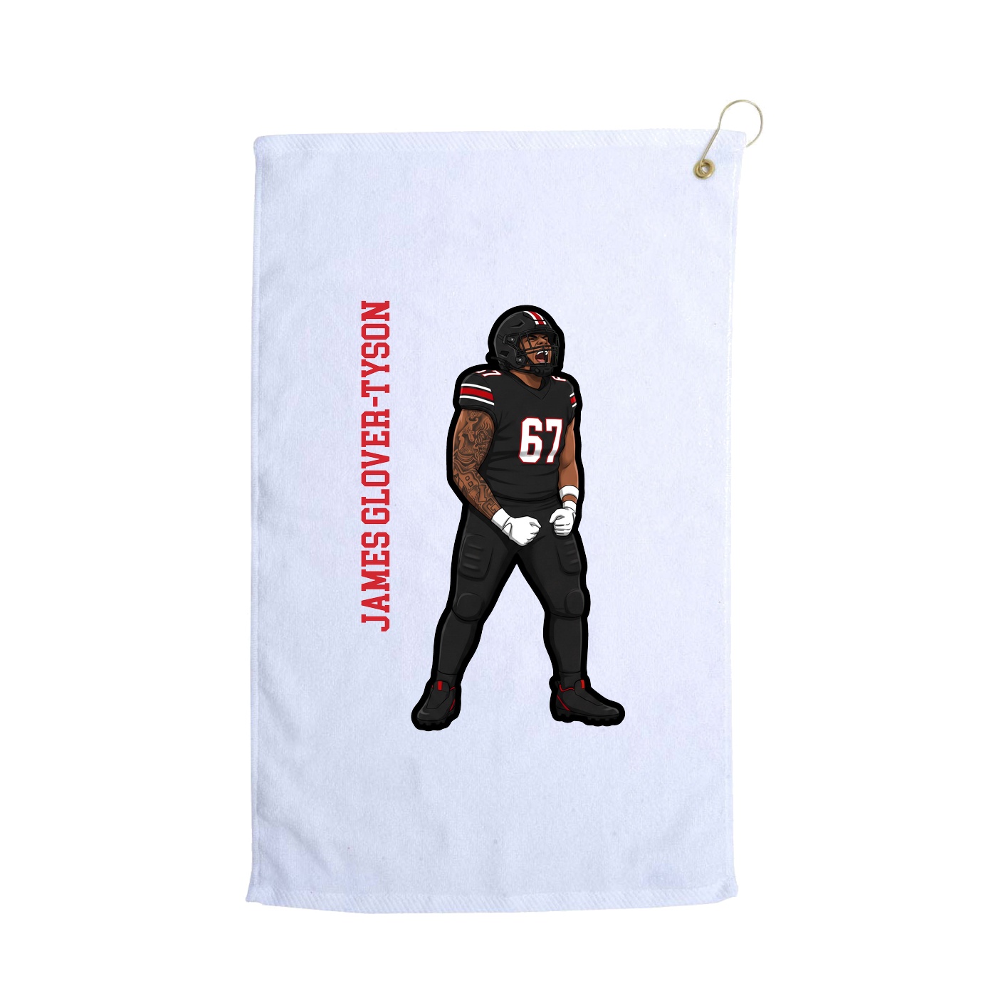 Golf Towel — Name Vertical in White
