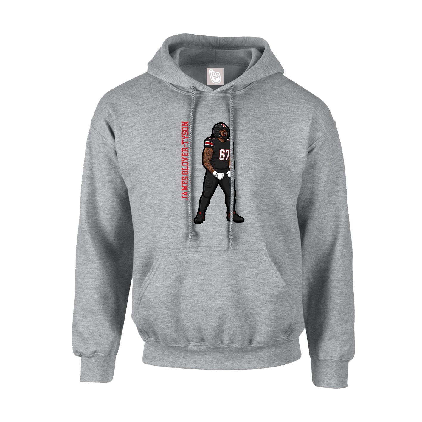 Youth Hoodie — Name Vertical in Grey