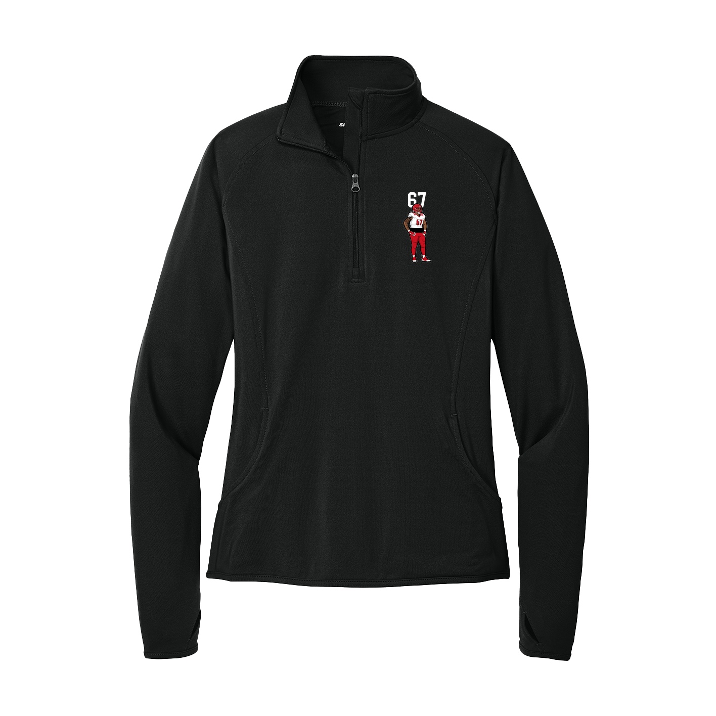 Women's Q-Zip Pullover — Number Top in Black