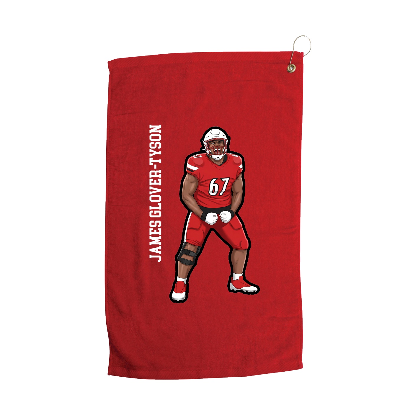 Golf Towel — Name Vertical in Red