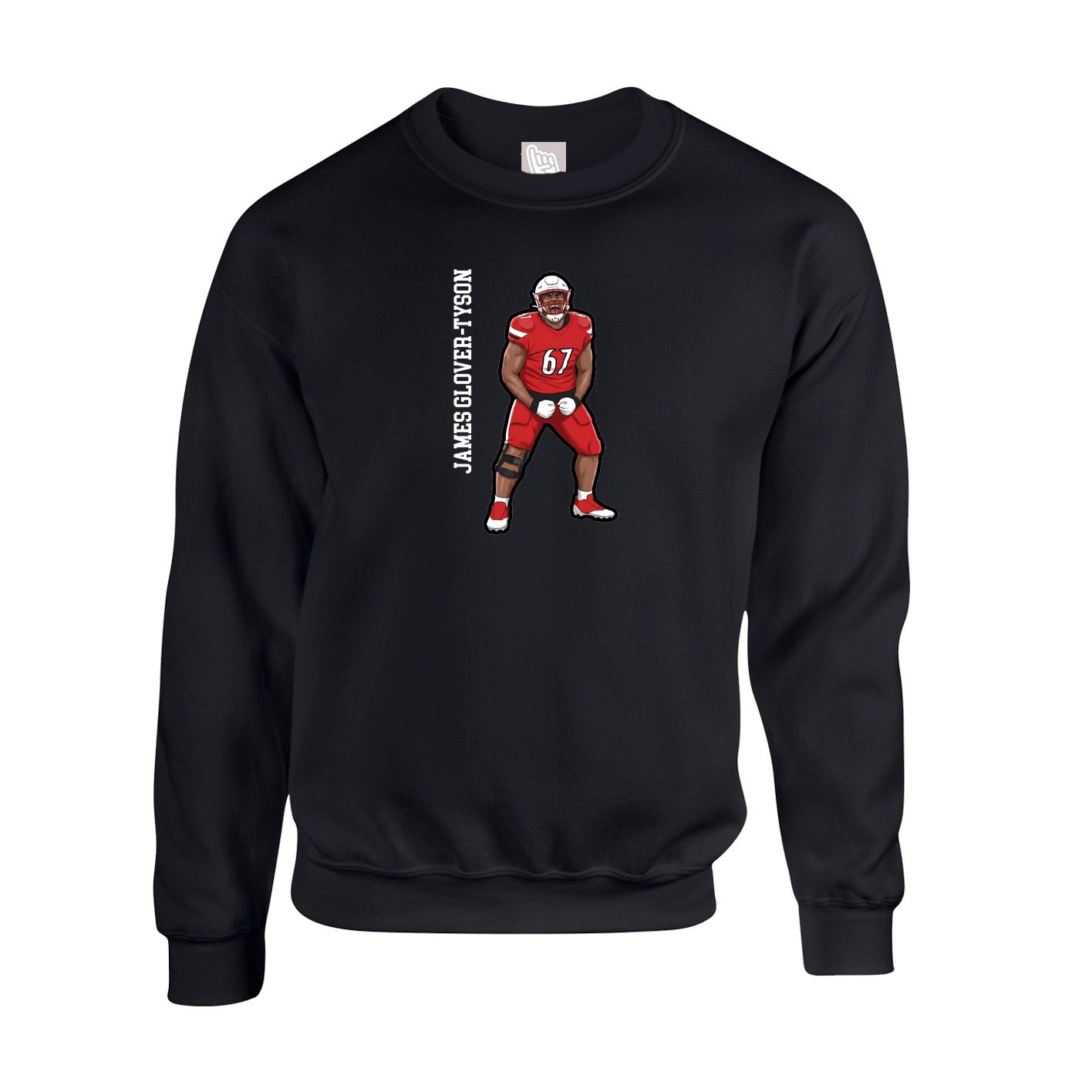 Fleece Crew — Name Vertical in Black