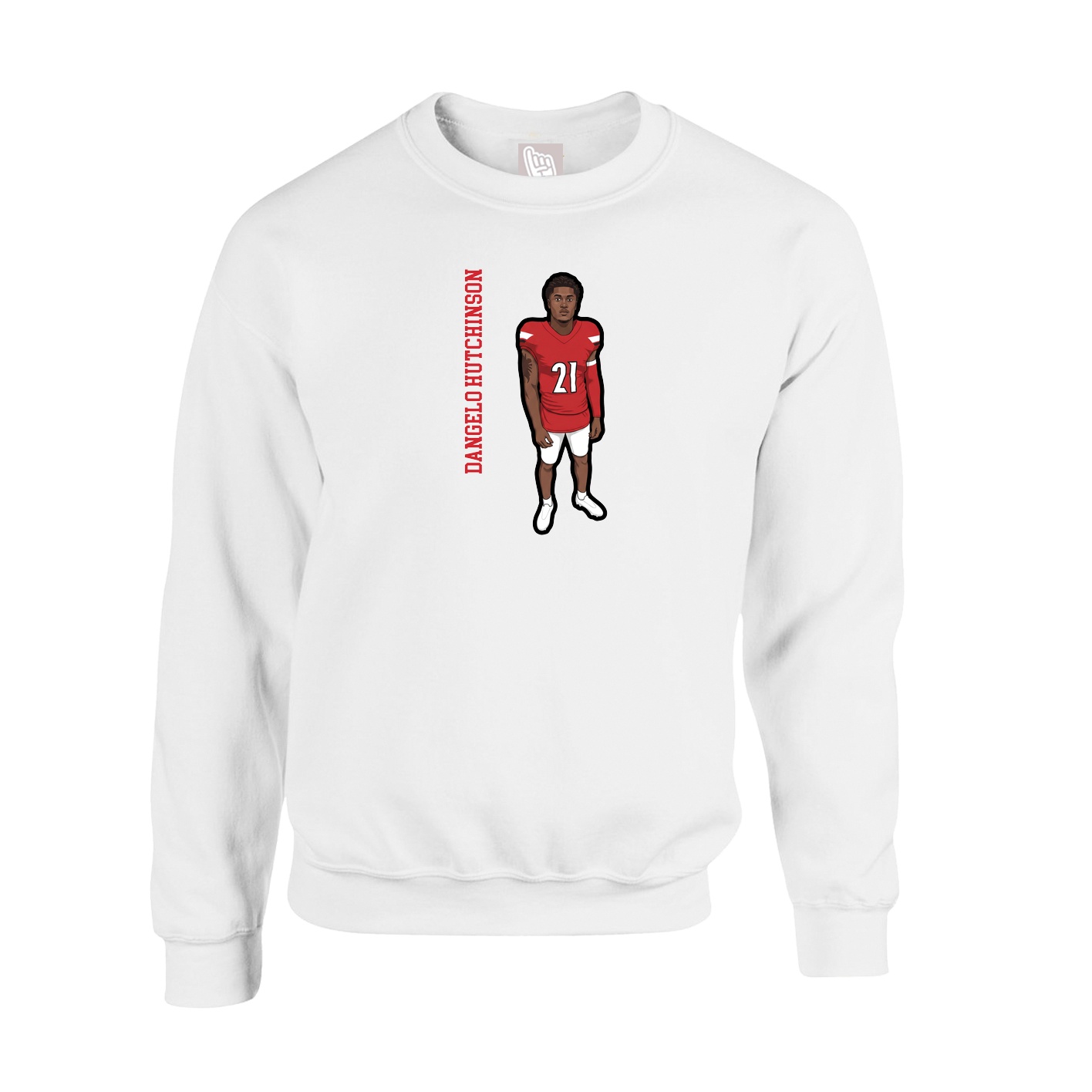 Fleece Crew — Name Vertical in White