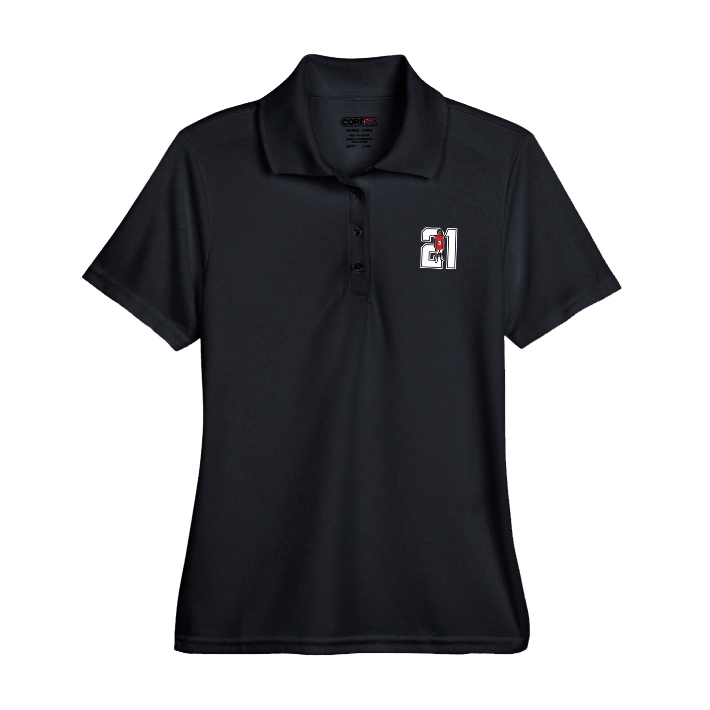 Womens Performance Polo — Number in Black