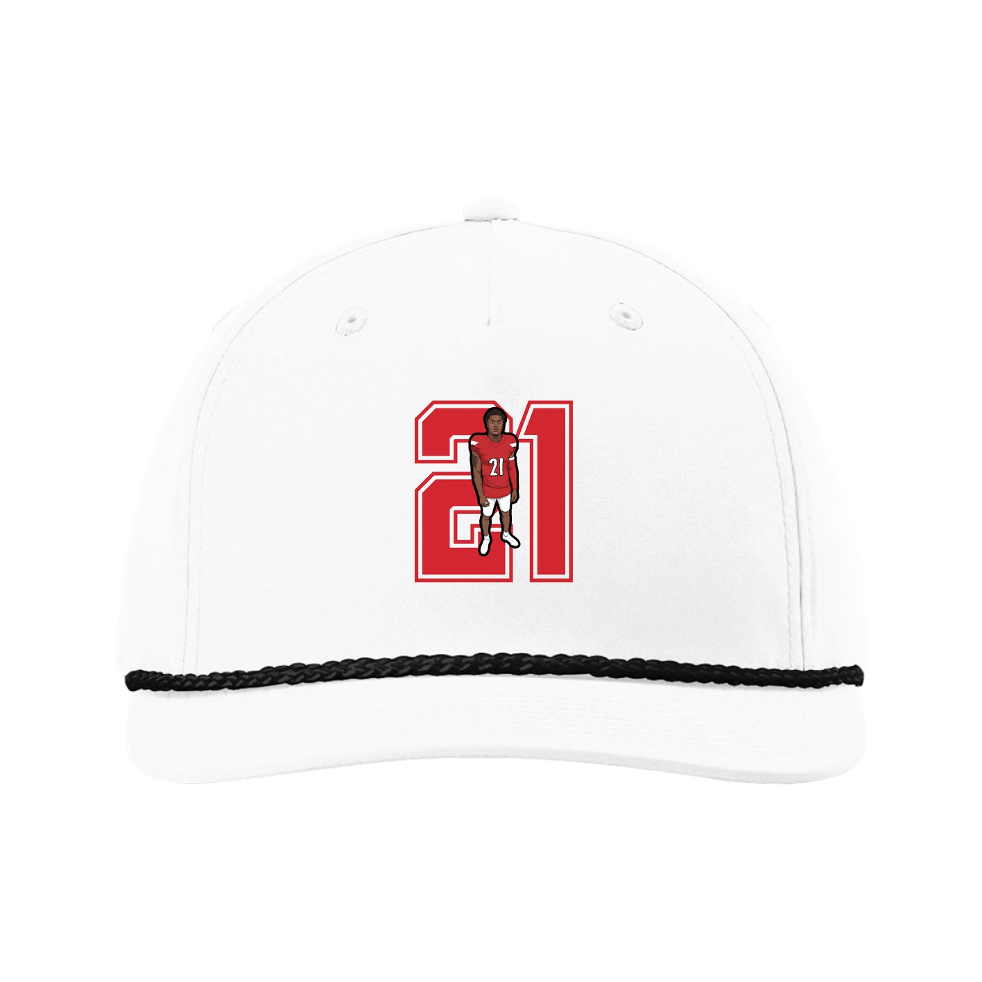 Five-Panel Classic Rope Cap — Number in White