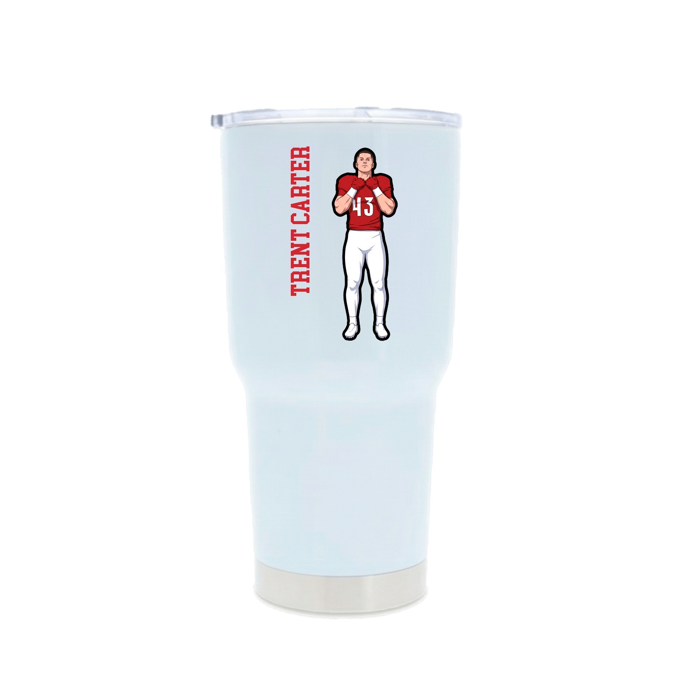 30oz Stainless Steel Tumbler — Name Vertical in White