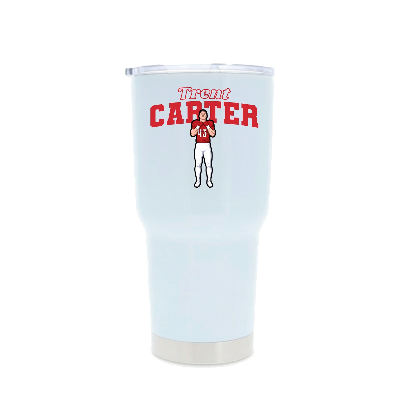 30oz Stainless Steel Tumbler — Name Arch in White