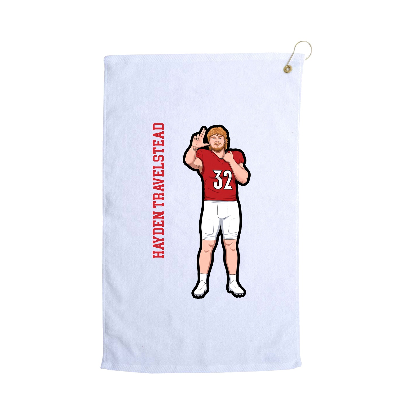 Golf Towel — Name Vertical in White