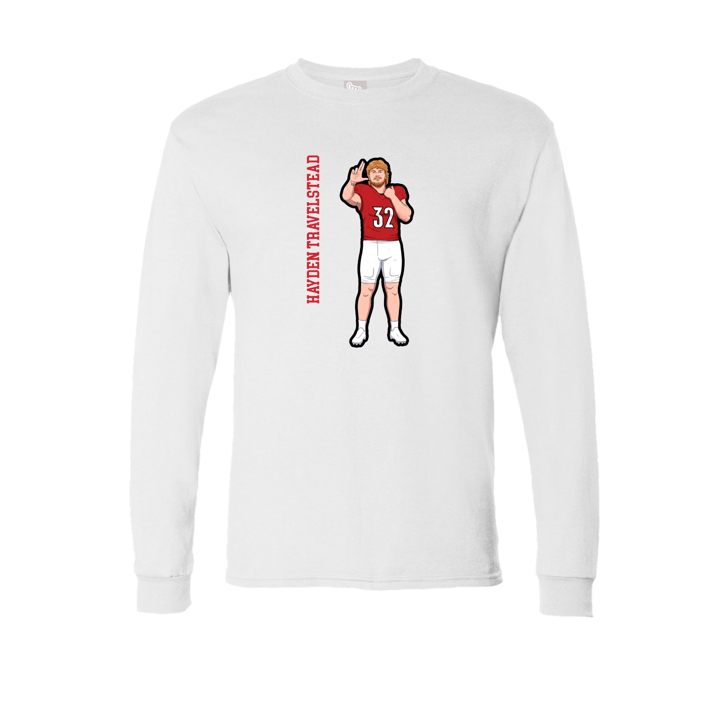 Long Sleeve Tee — Name Vertical in White