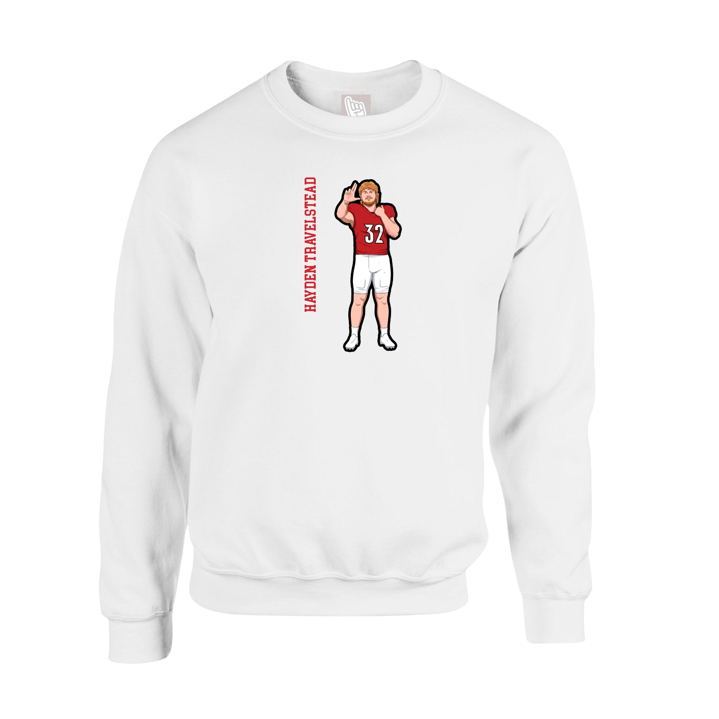 Fleece Crew — Name Vertical in White