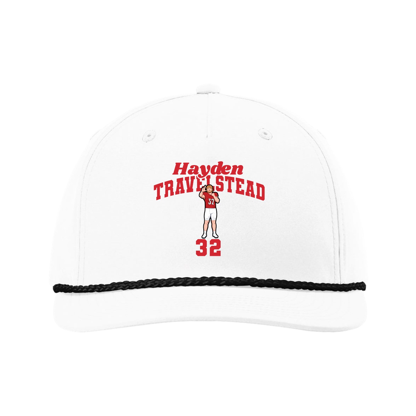 Five-Panel Classic Rope Cap — Signature Arch in White