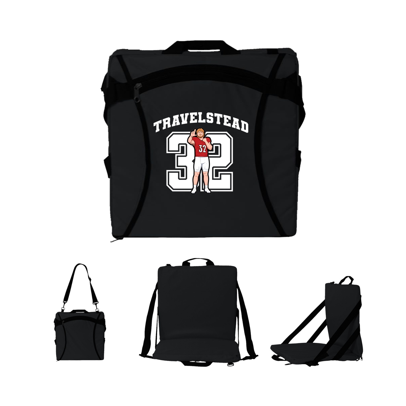 Folding Stadium Seat — Number in Black