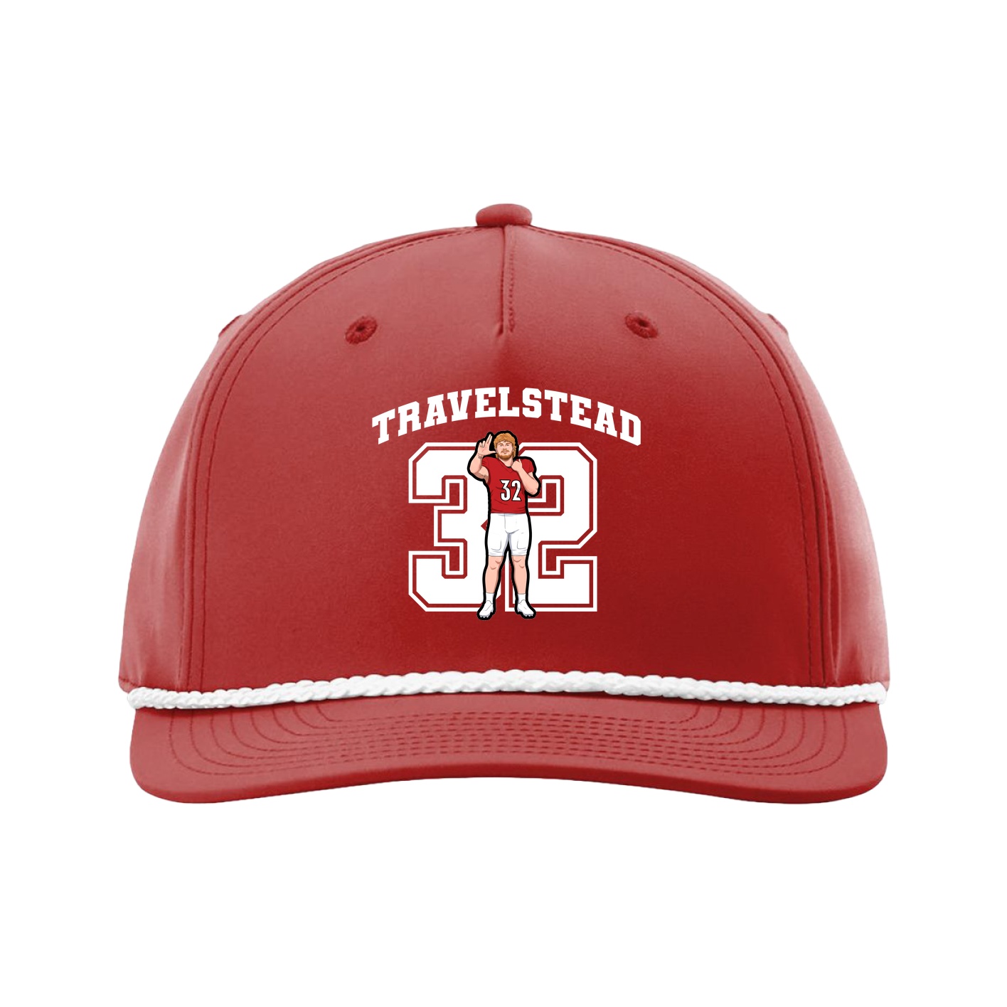 Five-Panel Classic Rope Cap — Number in Red