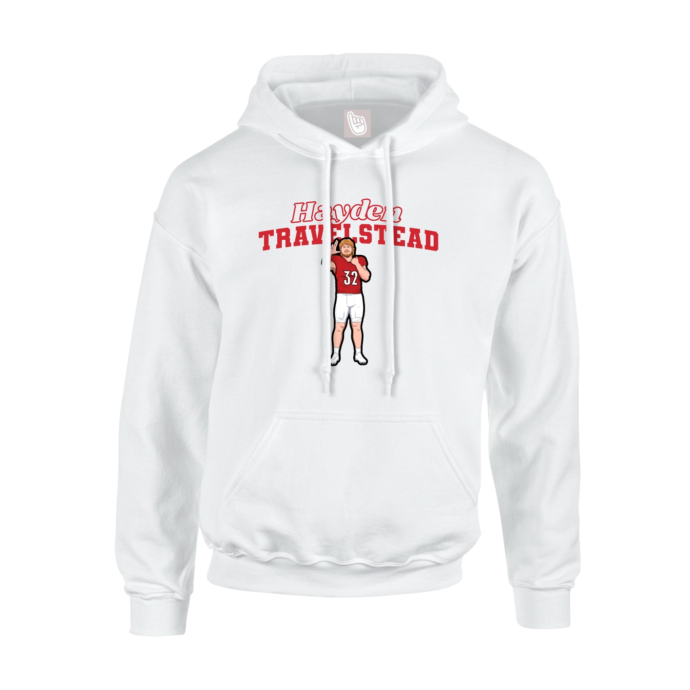 Youth Hoodie — Name Arch in White