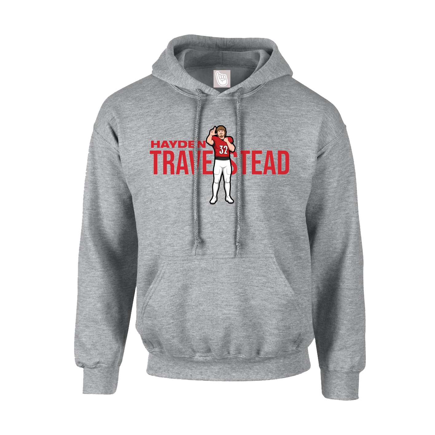 Youth Hoodie — Player Name in Grey