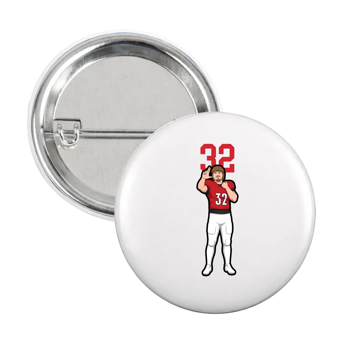 Game Day Button — Number Top in White