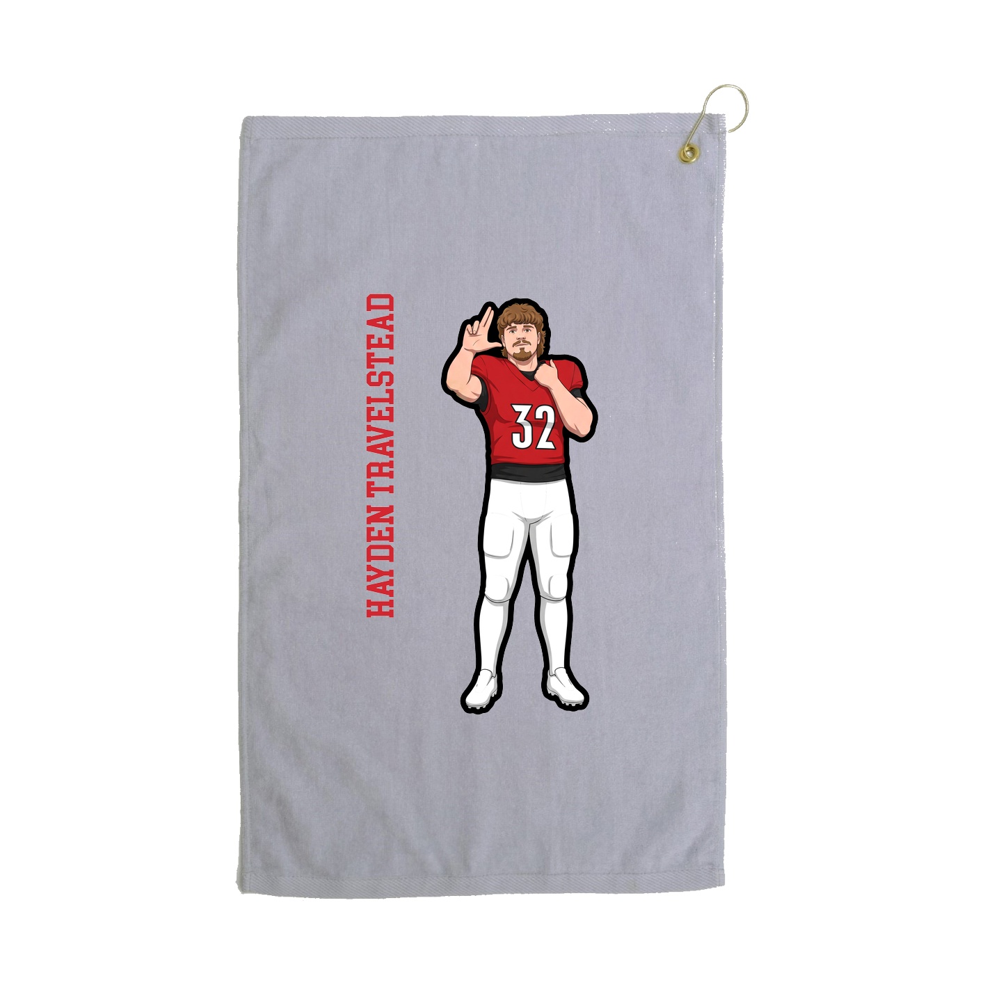 Golf Towel — Name Vertical in Grey