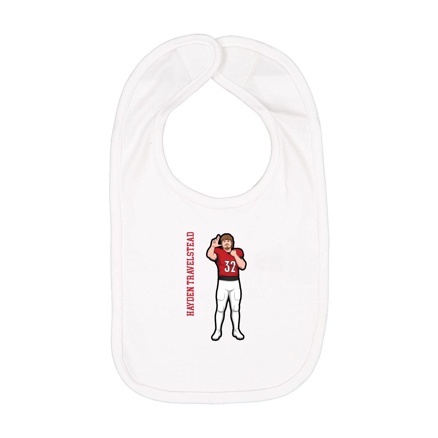 Infant Bib — Name Vertical in White