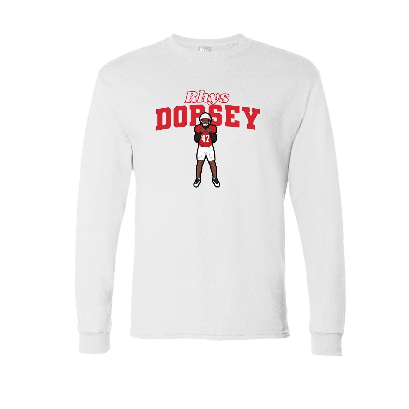 Long Sleeve Tee — Name Arch in White