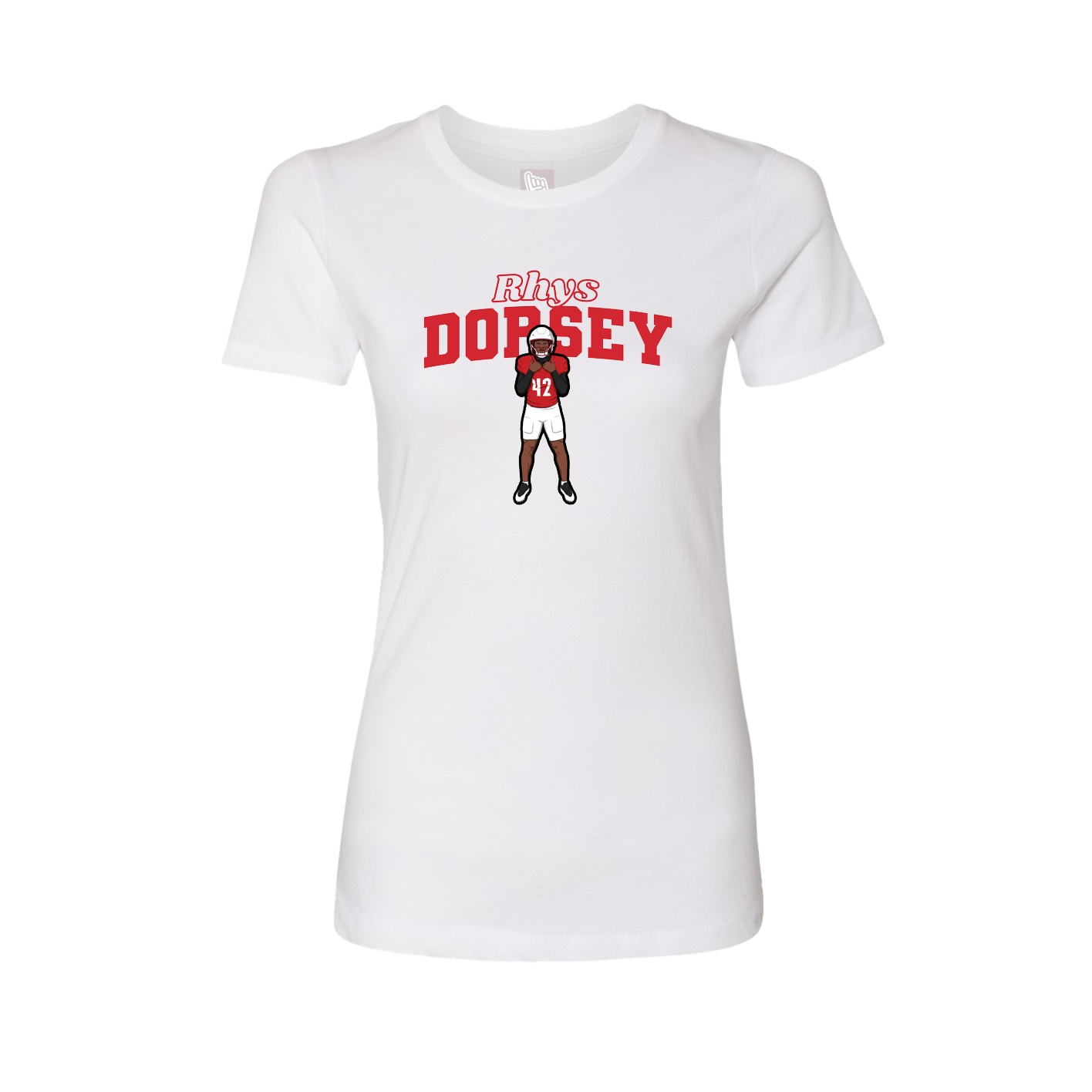 Fitted Women's Tee — Name Arch in White