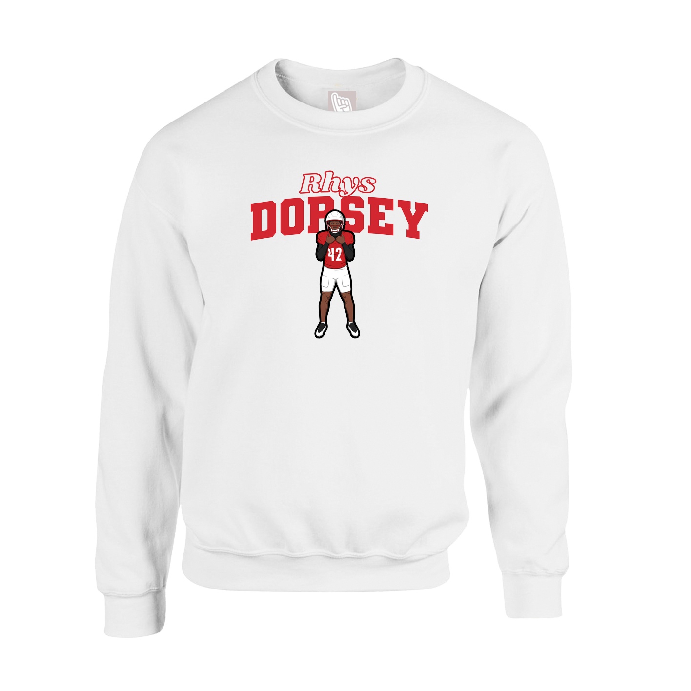 Fleece Crew — Name Arch in White