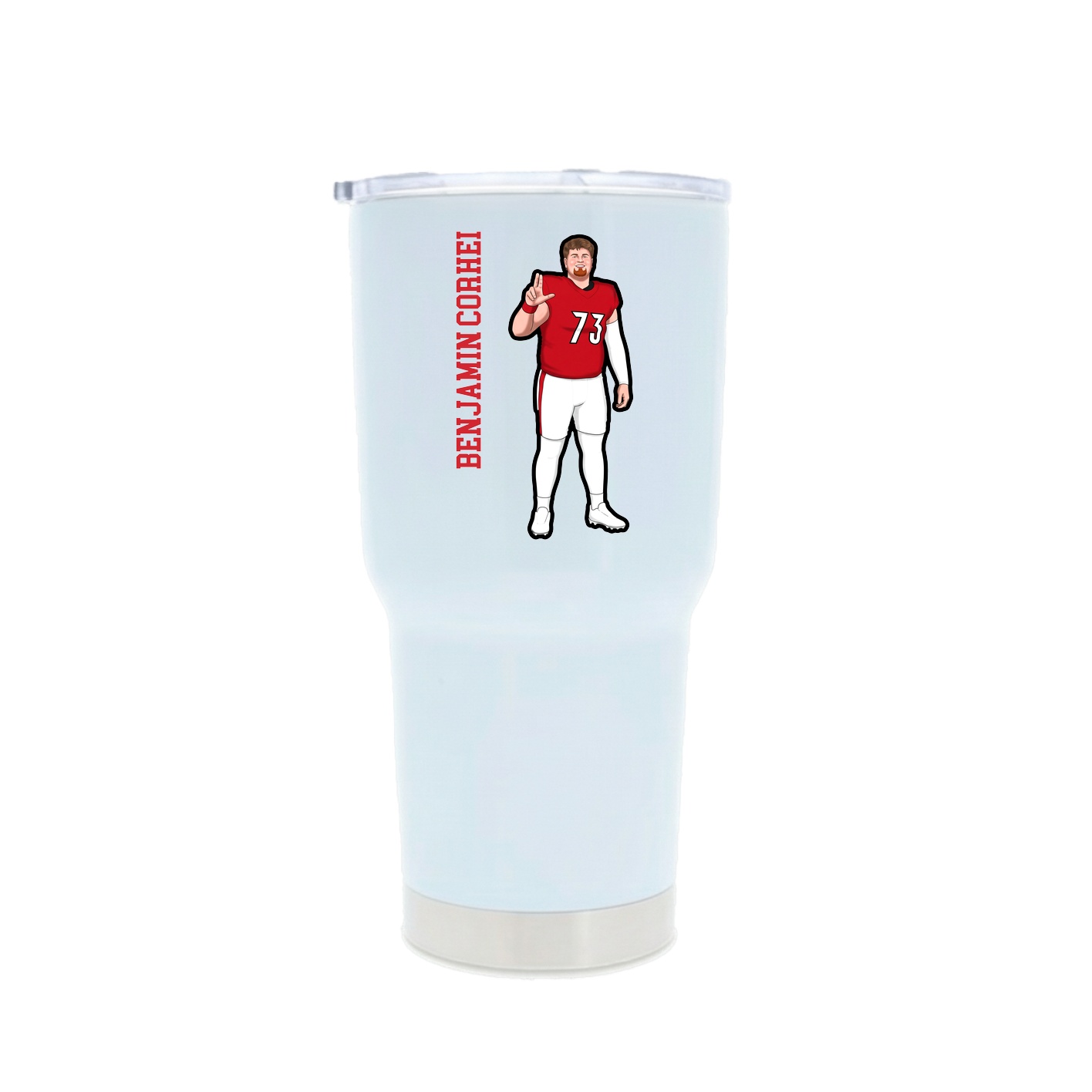 30oz Stainless Steel Tumbler — Name Vertical in White