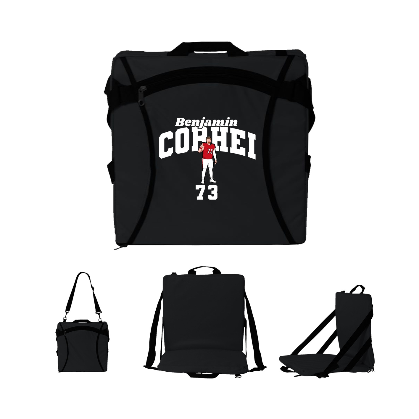 Folding Stadium Seat — Signature Arch in Black