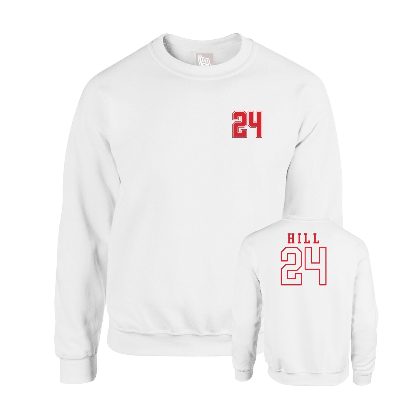 Fleece Crew — Chest Back in White