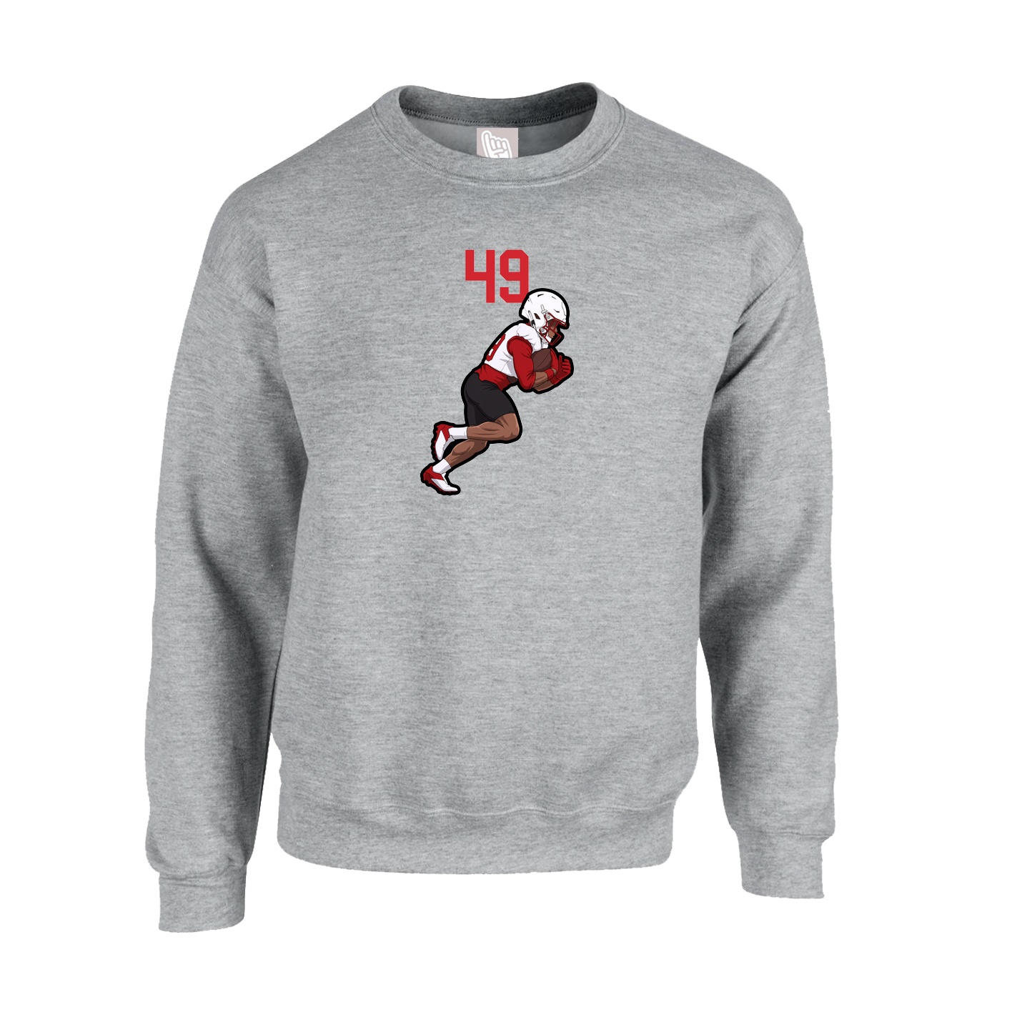 Fleece Crew — Number Top in Grey