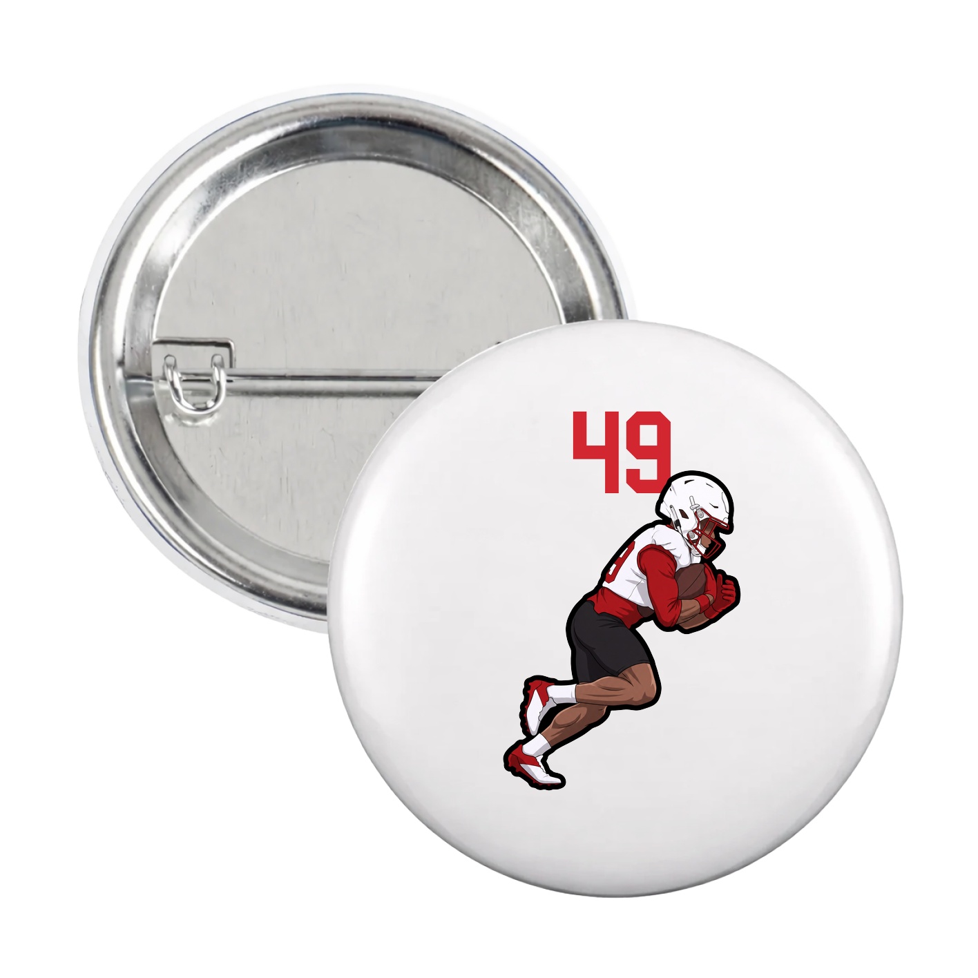 Game Day Button — Number Top in White