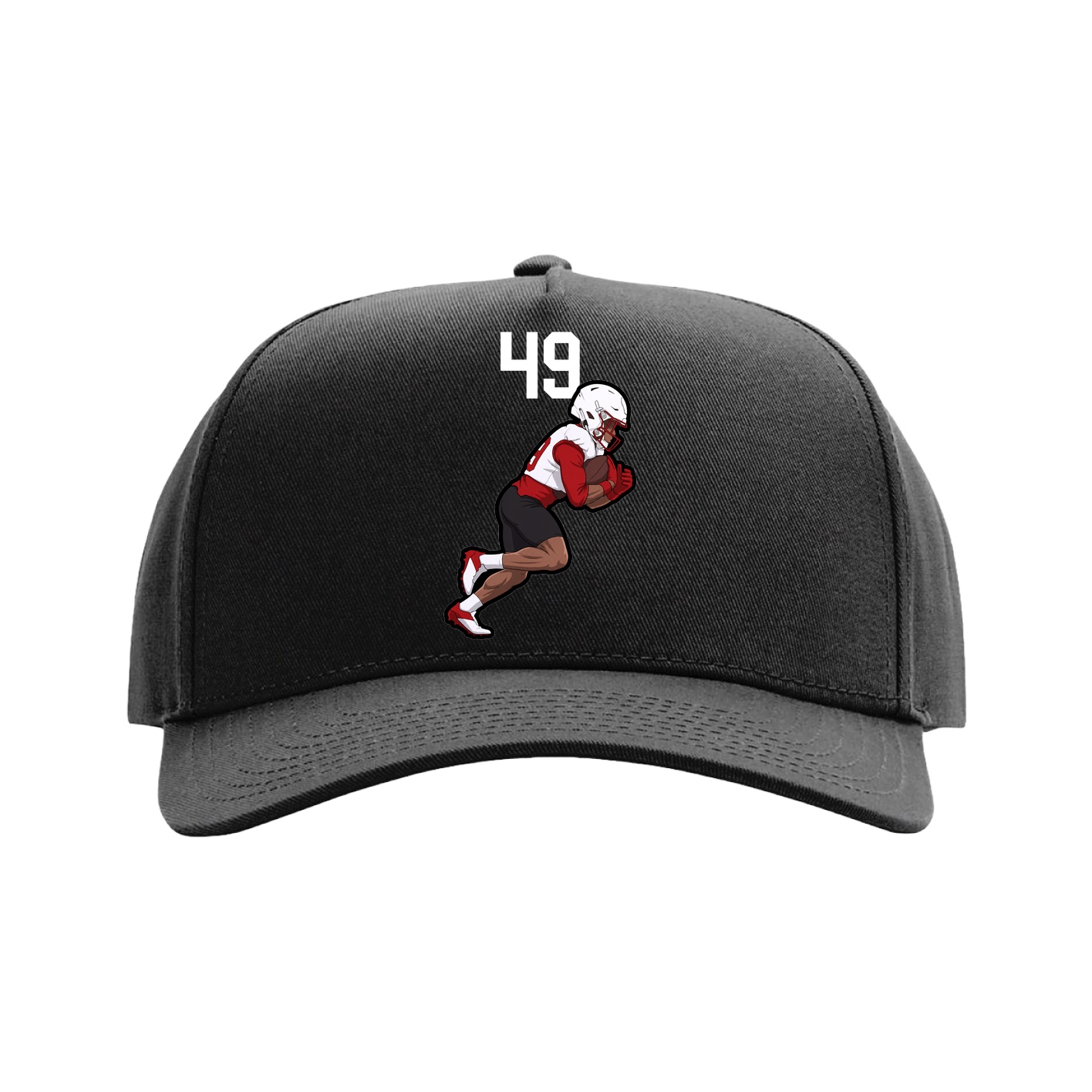 Full Fabric Five-Panel Champ Cap — Number Top in Black