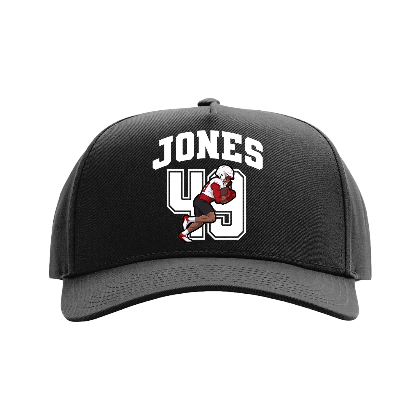 Full Fabric Five-Panel Champ Cap — Number in Black