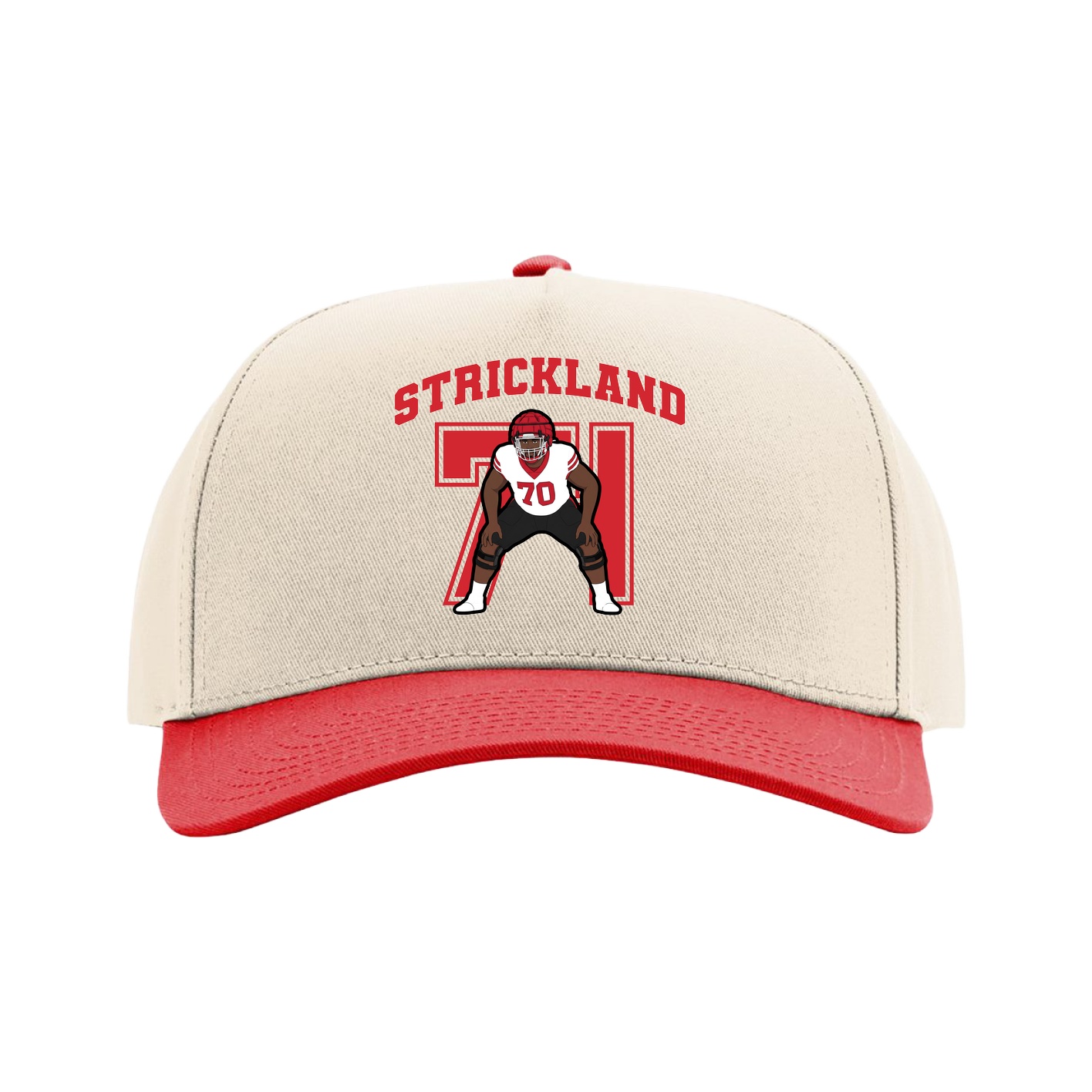 Full Fabric Five-Panel Champ Cap — Number in Cream/Red