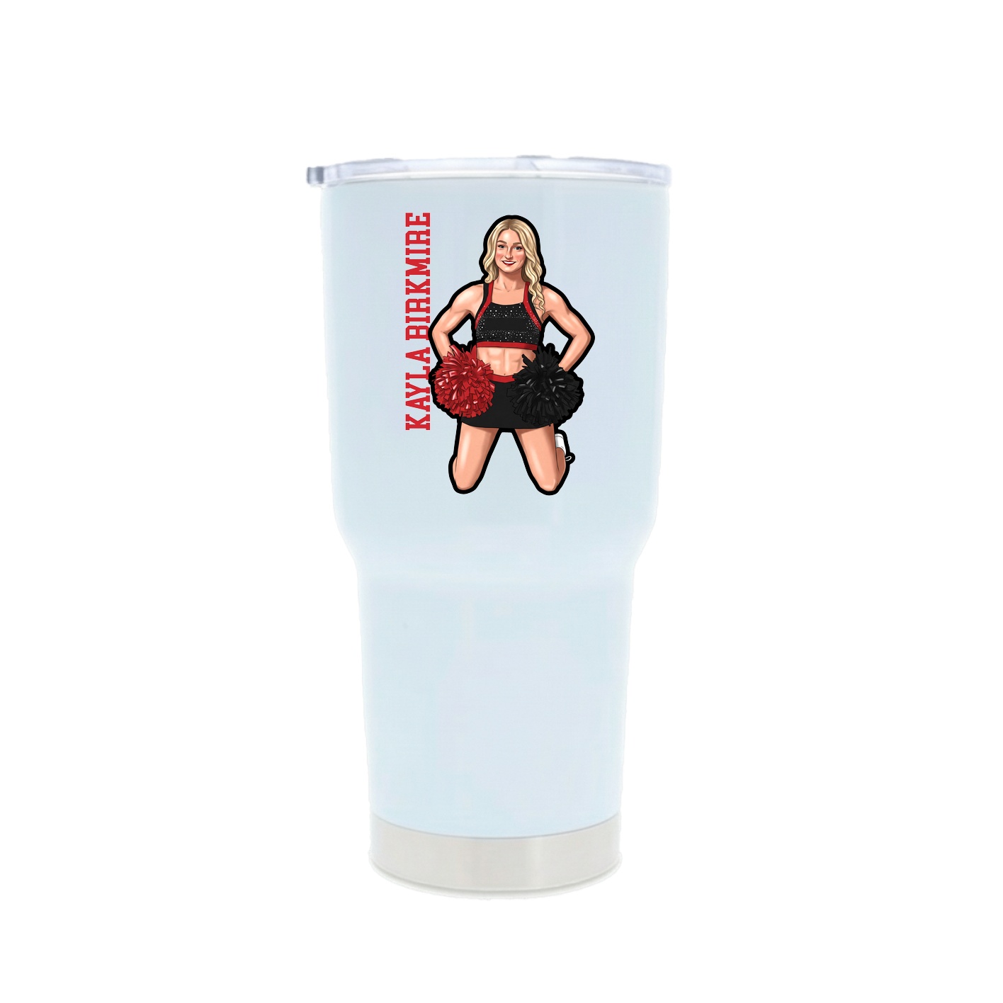30oz Stainless Steel Tumbler — Name Vertical in White