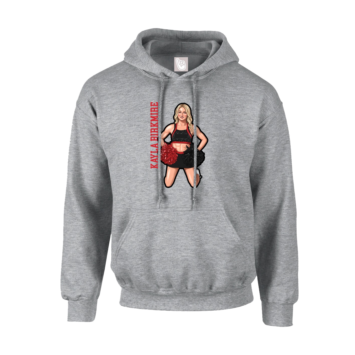 Hoodie — Name Vertical in Grey