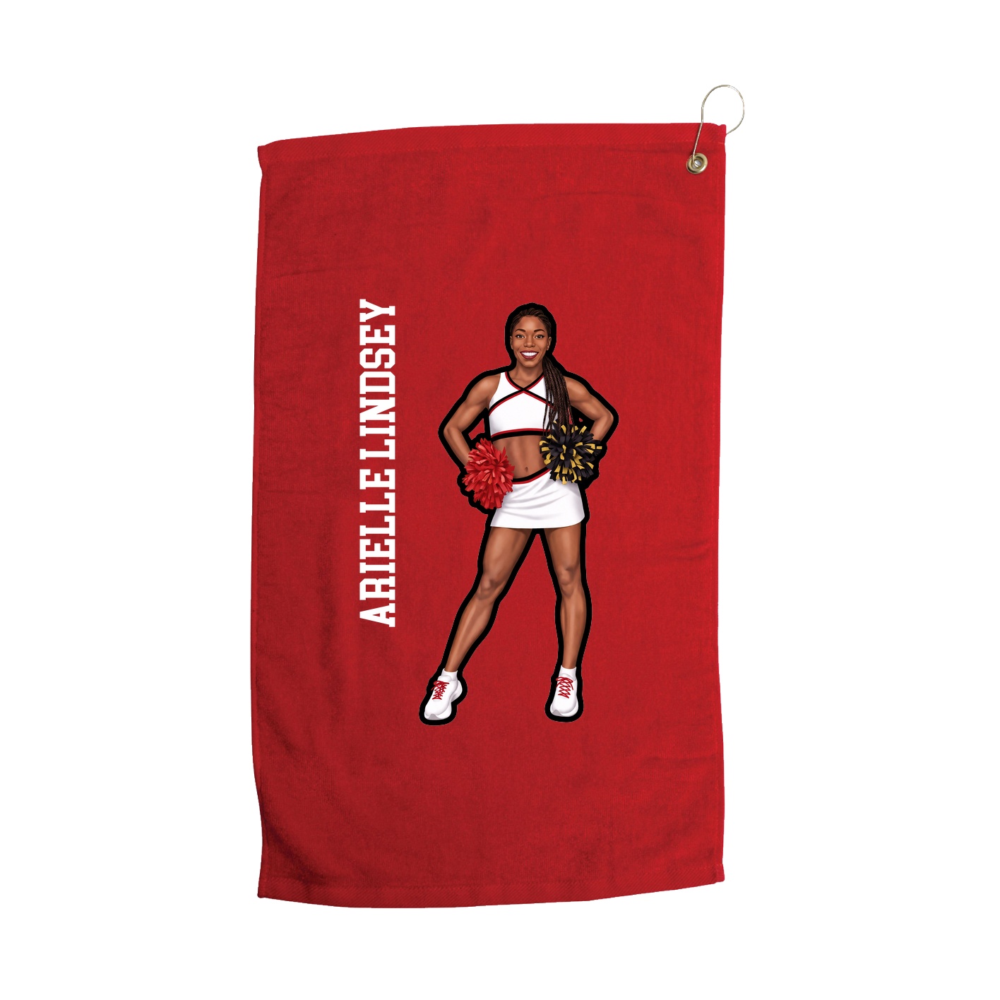 Golf Towel — Name Vertical in Red
