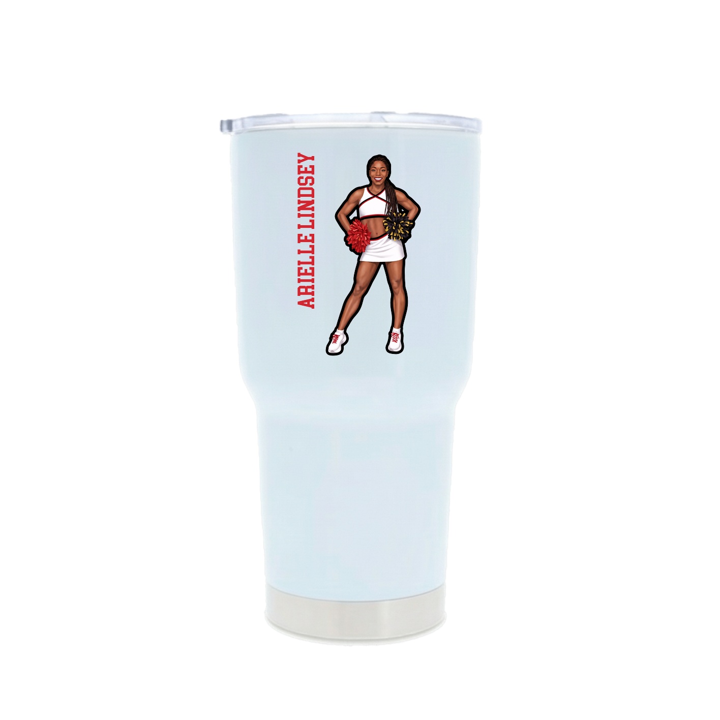 30oz Stainless Steel Tumbler — Name Vertical in White