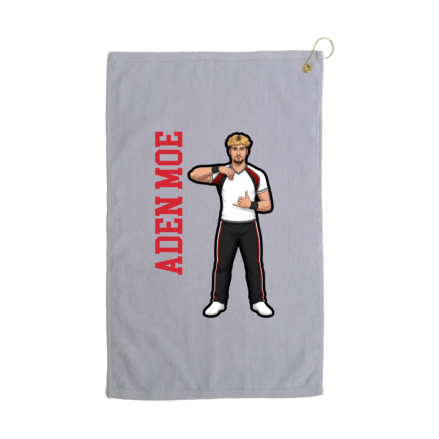 Golf Towel — Name Vertical in Grey