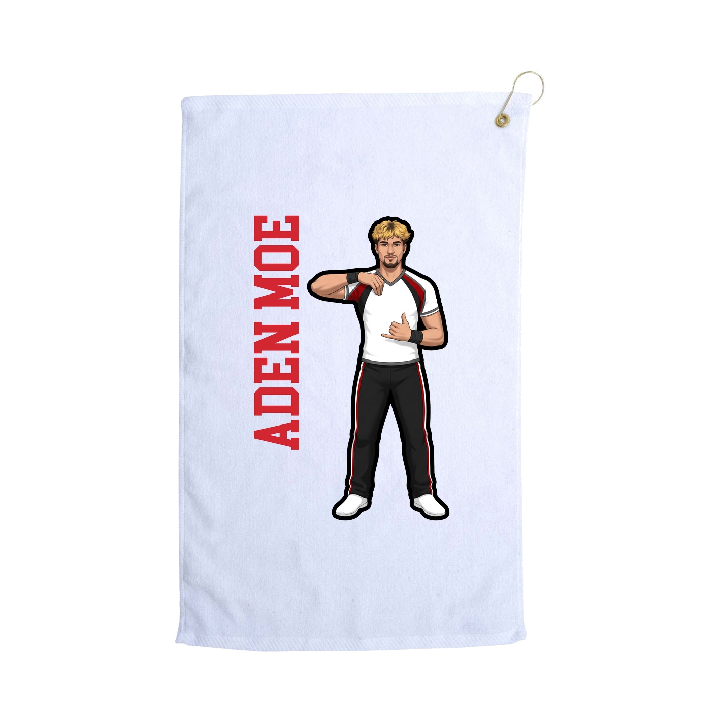 Golf Towel — Name Vertical in White