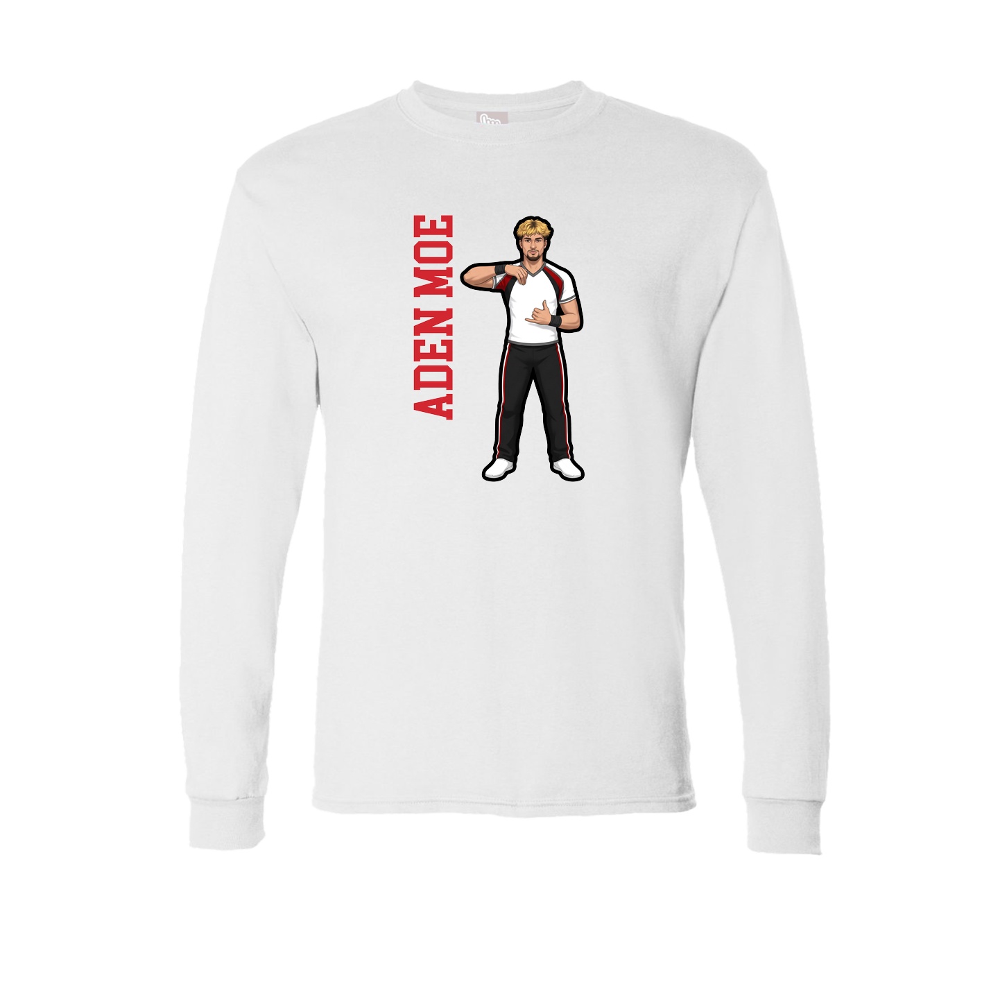 Long Sleeve Tee — Name Vertical in White