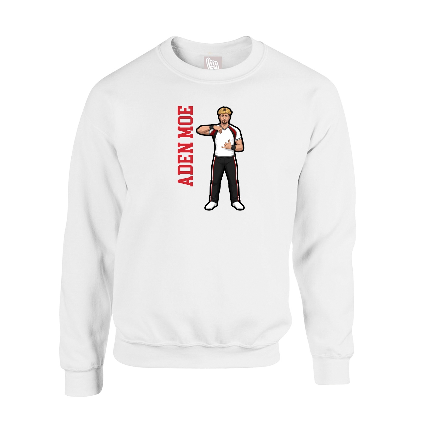 Fleece Crew — Name Vertical in White